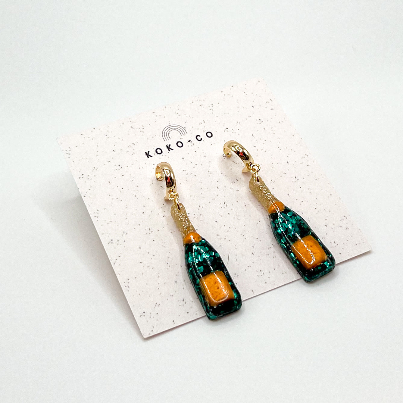 Wine a Little Champagne Huggie Dangle Earrings