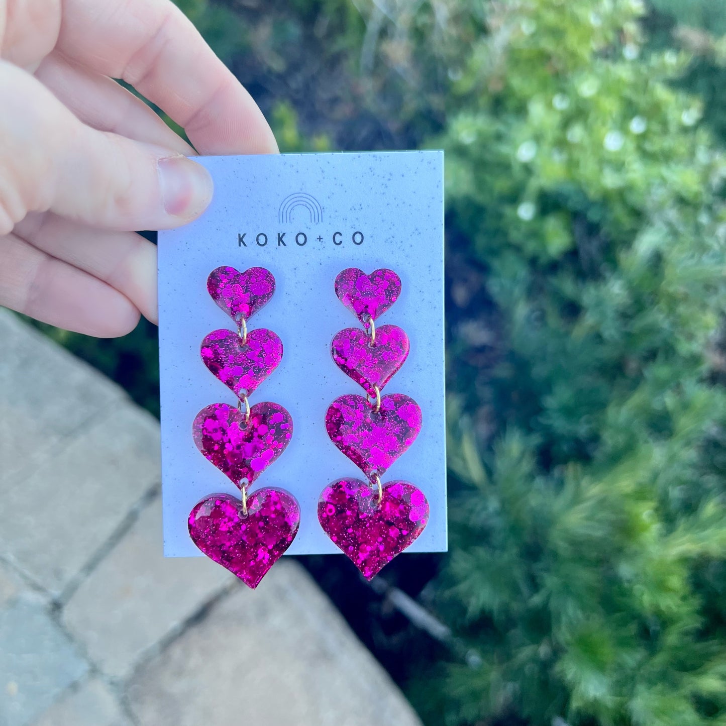 Falling for You Earrings in Fuchsia