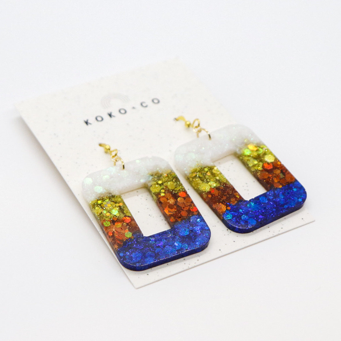 H-Town Rectangle Glitter Earrings