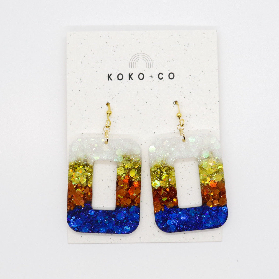 H-Town Rectangle Glitter Earrings