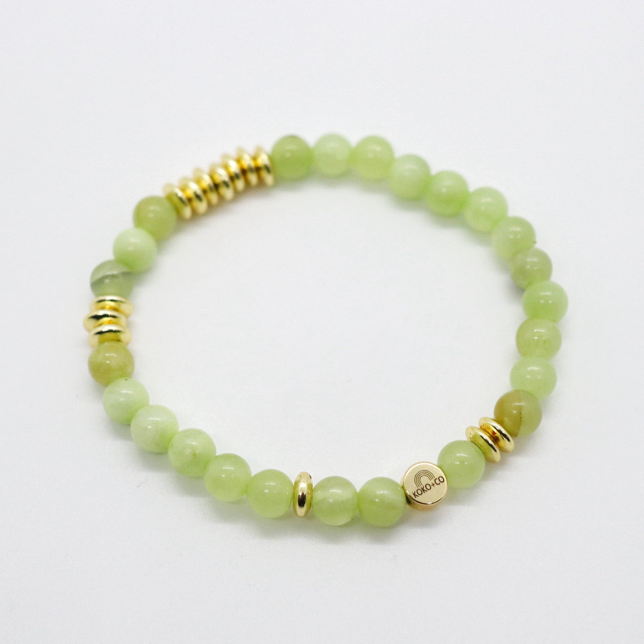 Natural Rare African Green Flower Jade Bead Bracelet