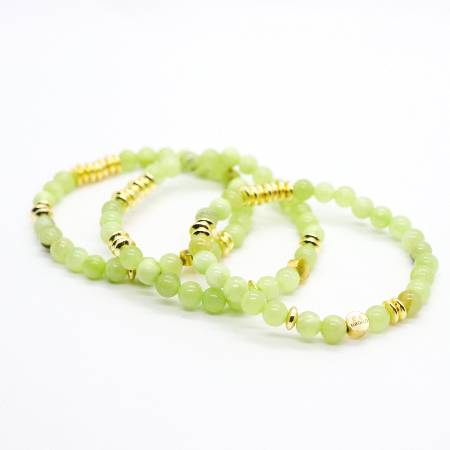 Natural Rare African Green Flower Jade Bead Bracelet
