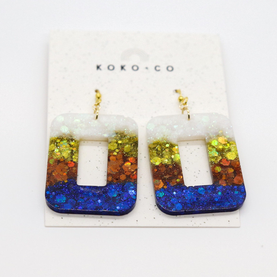 H-Town Rectangle Glitter Earrings