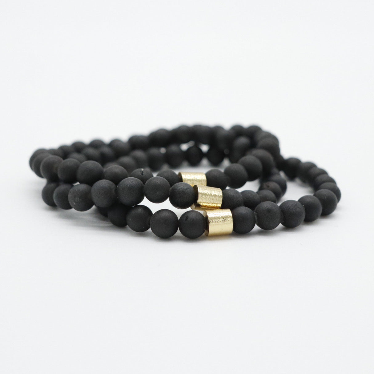 Natural Matte Black Druzy Agate Bracelet