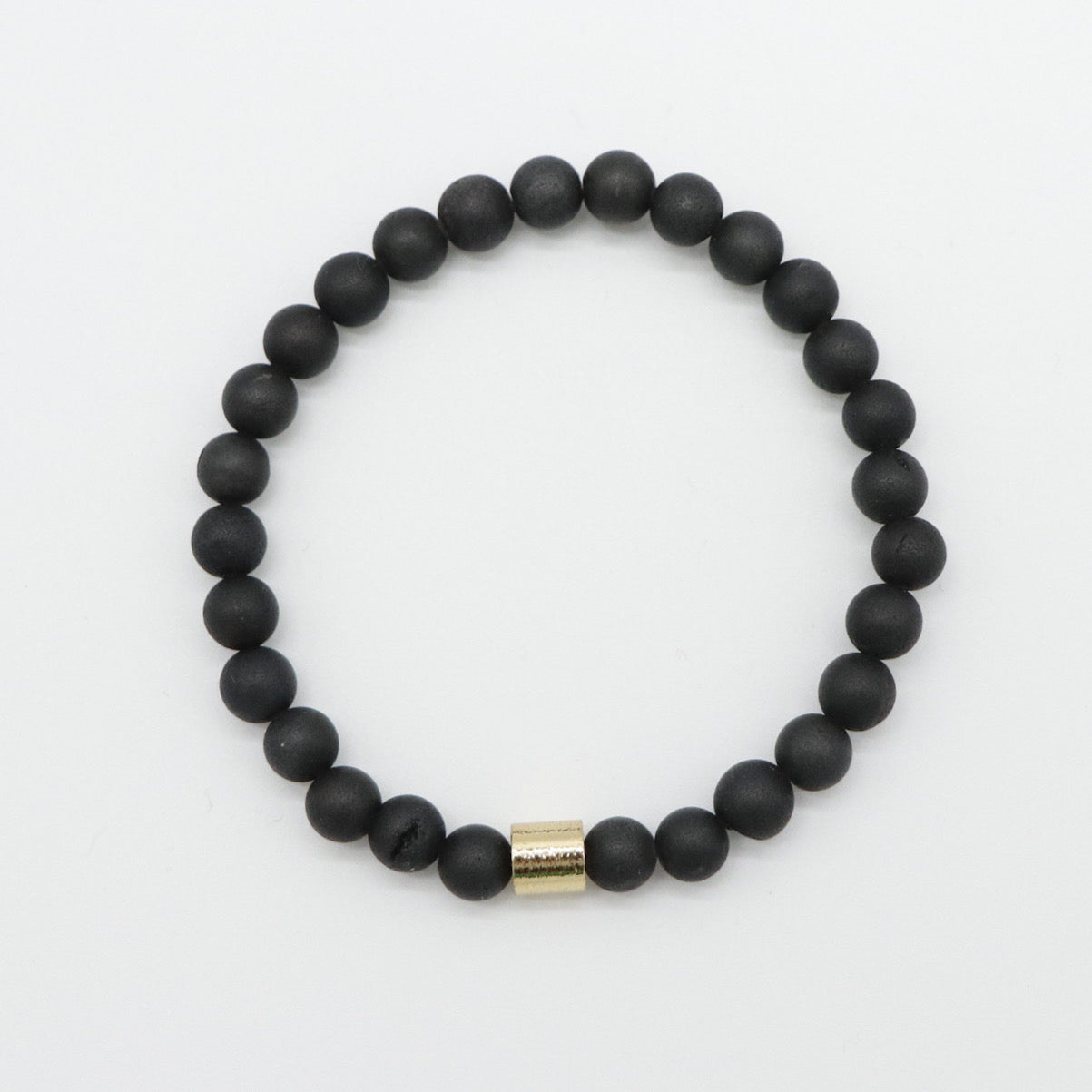 Natural Matte Black Druzy Agate Bracelet
