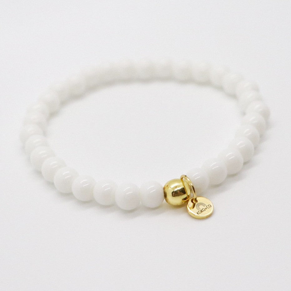 White Jade Bead Bracelet