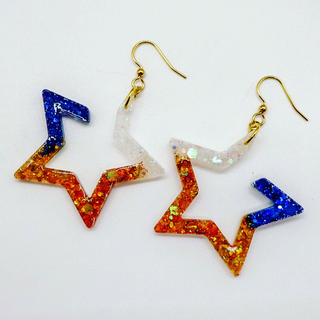 H-Town Star Glitter Earrings