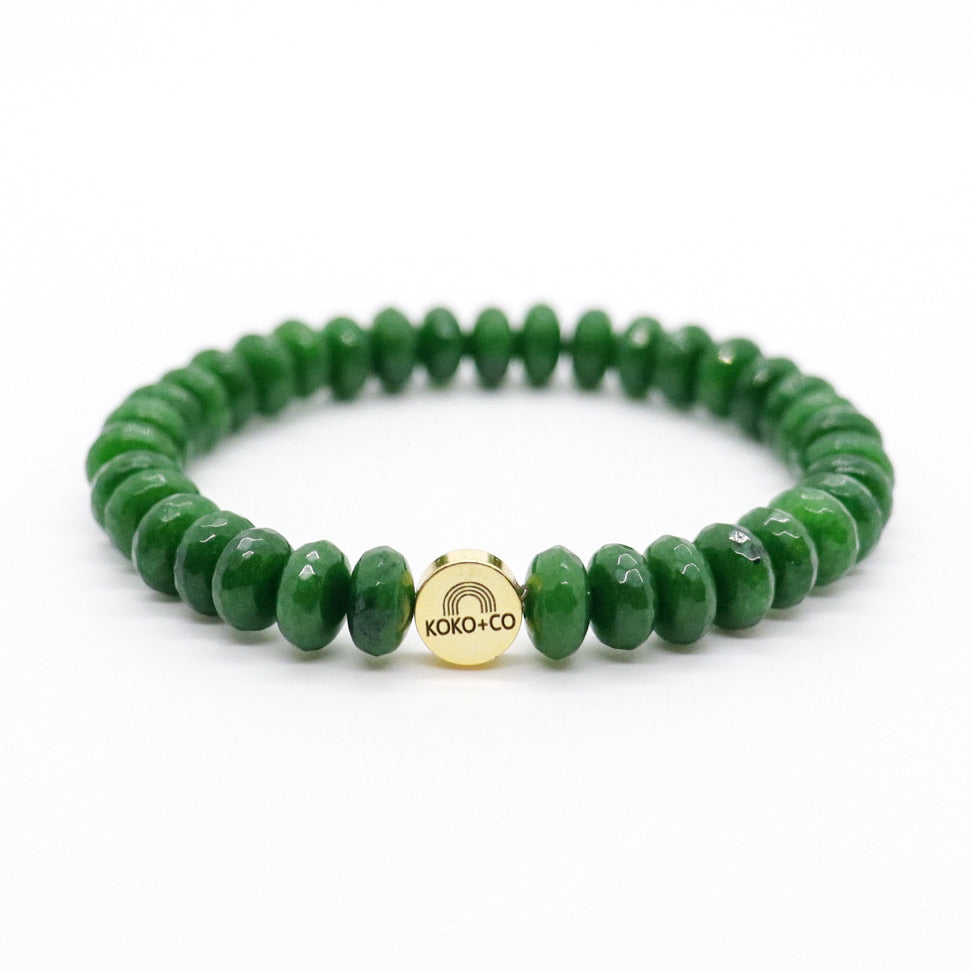 Faceted Emerald Jade Bead Bracelet