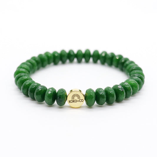 Faceted Emerald Jade Bead Bracelet