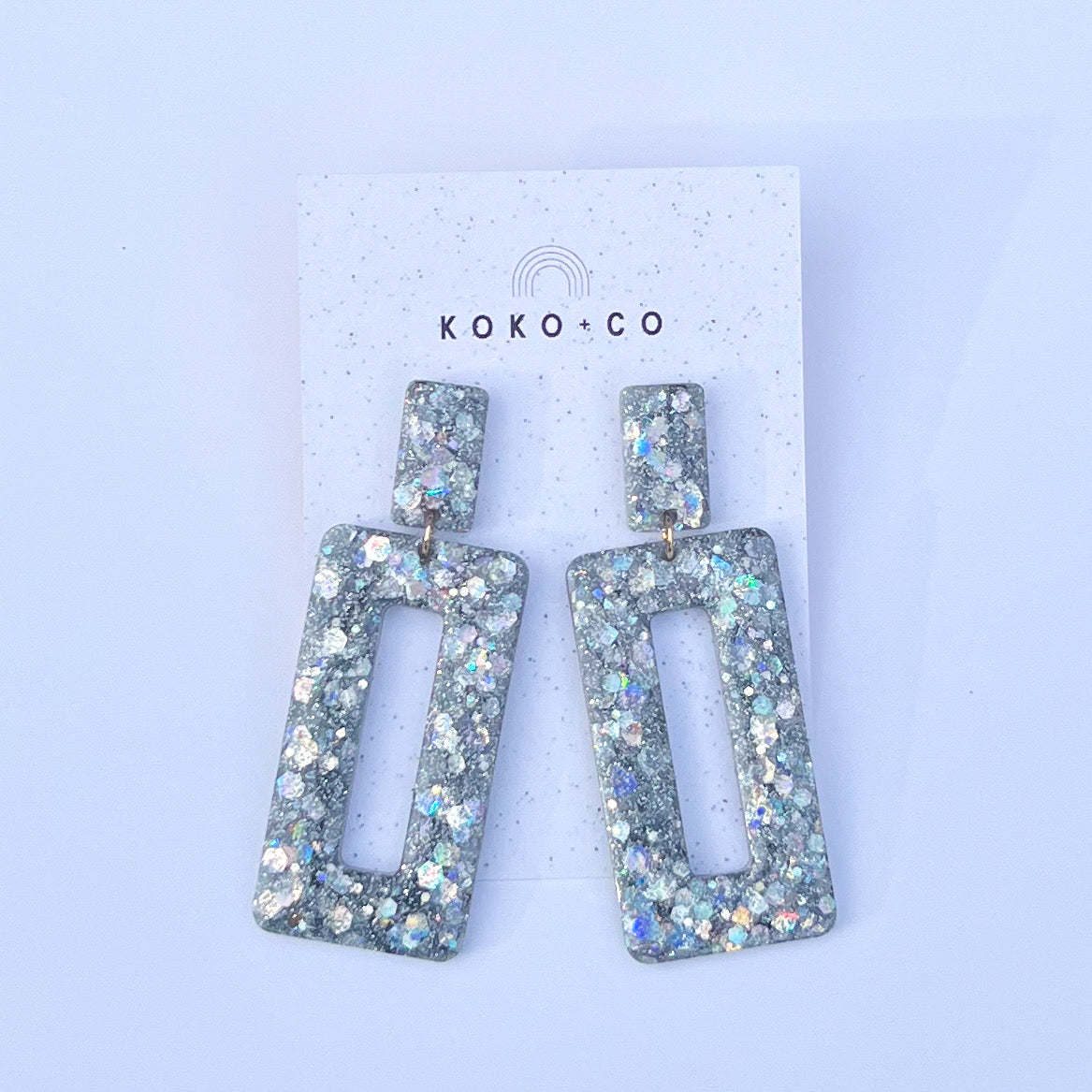 Rectangle Dangle Earrings in Diamond