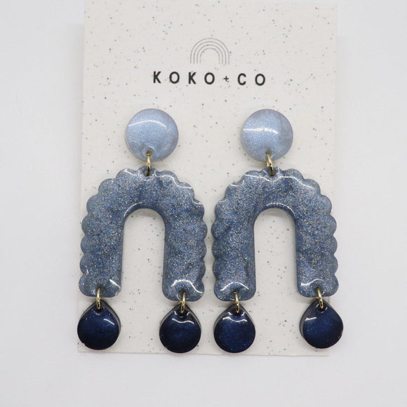 Scallop Arch Earrings in Shades of Blue