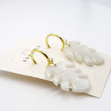 Monstera Earrings in Pearl & Smooth Gold Huggie