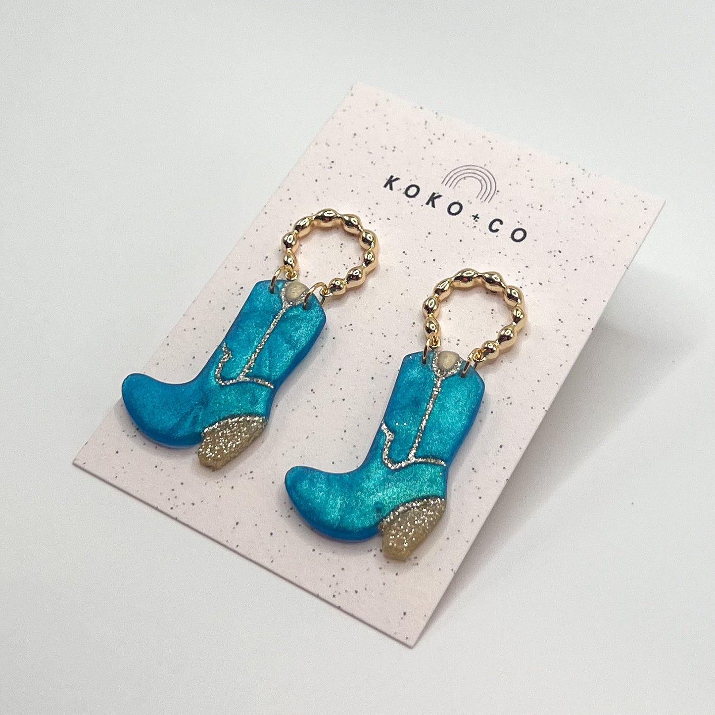 Cowgirl Boot Earrings in Turquoise