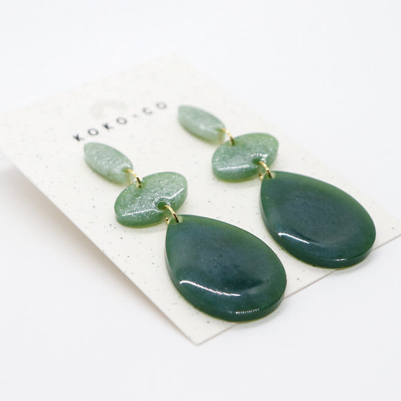 Stepping Stones Earrings - Green