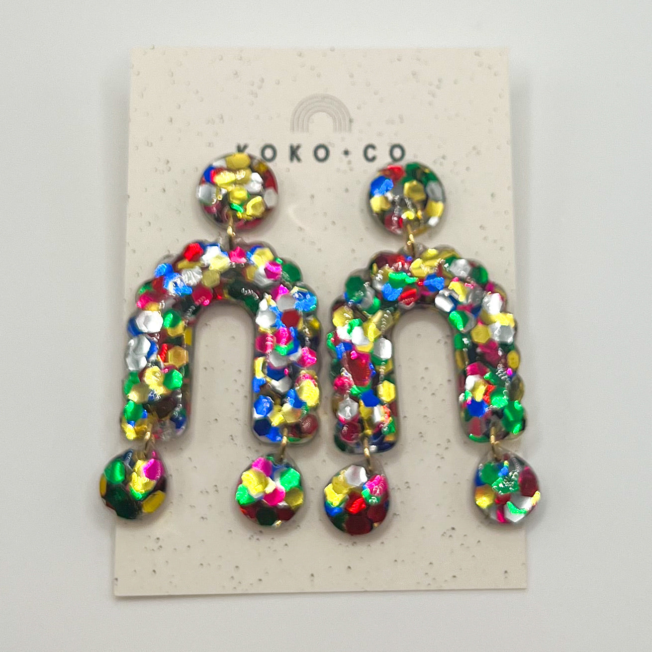 Scallop Arch Earrings in Multi Confetti