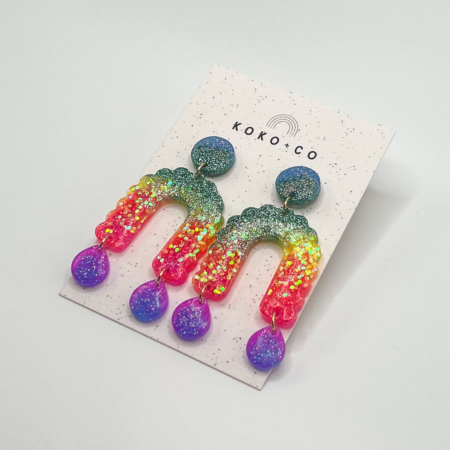 Scallop Arch Earrings in Multi Neon Glitter