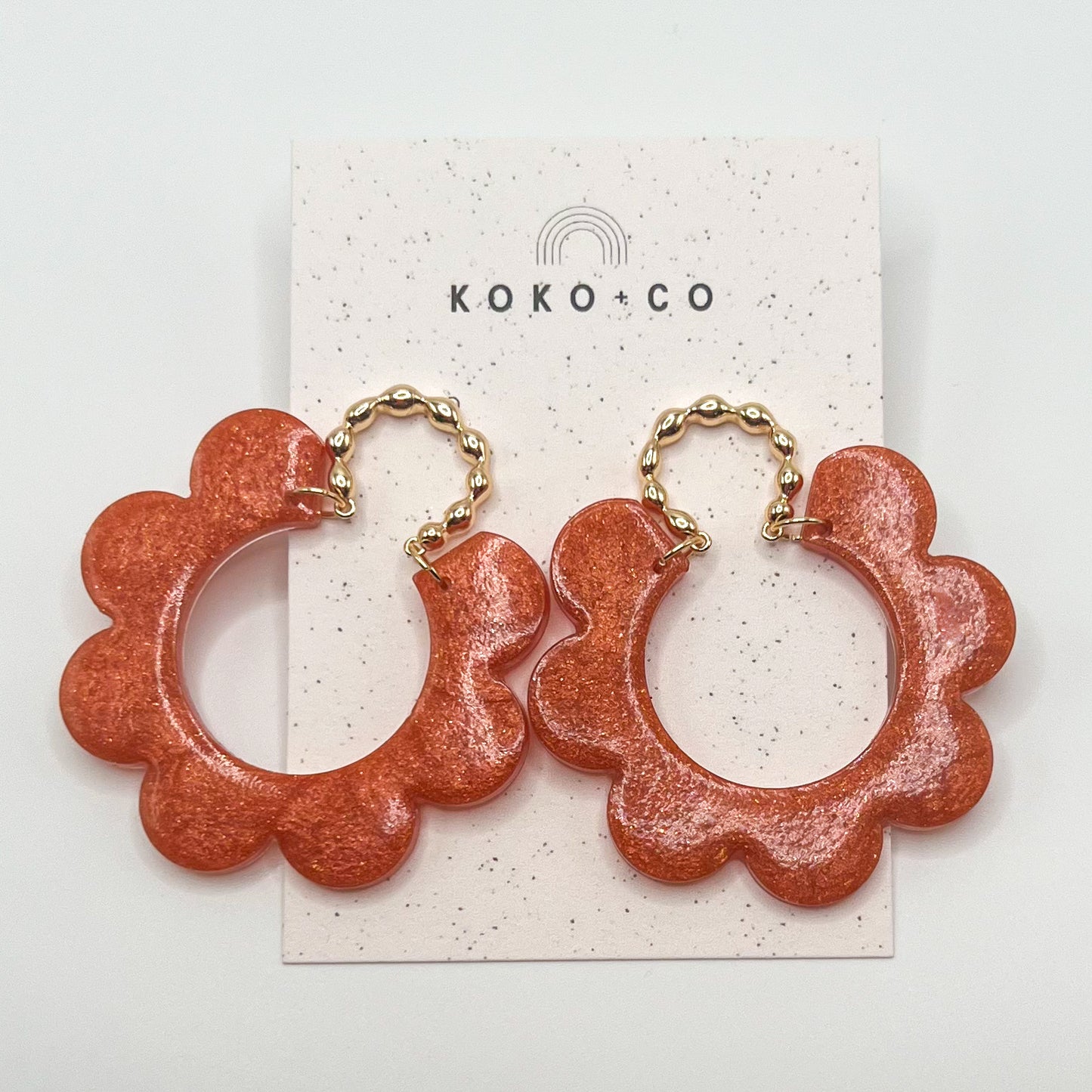 Stud Petal Earrings in Burnt Orange