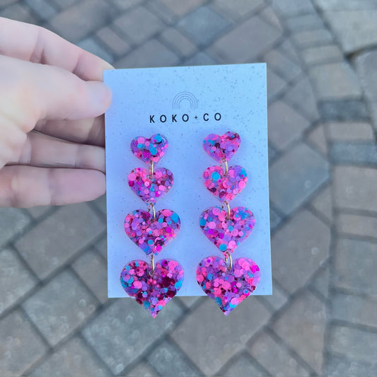 Falling for You Earrings in Pink and Blue Multi