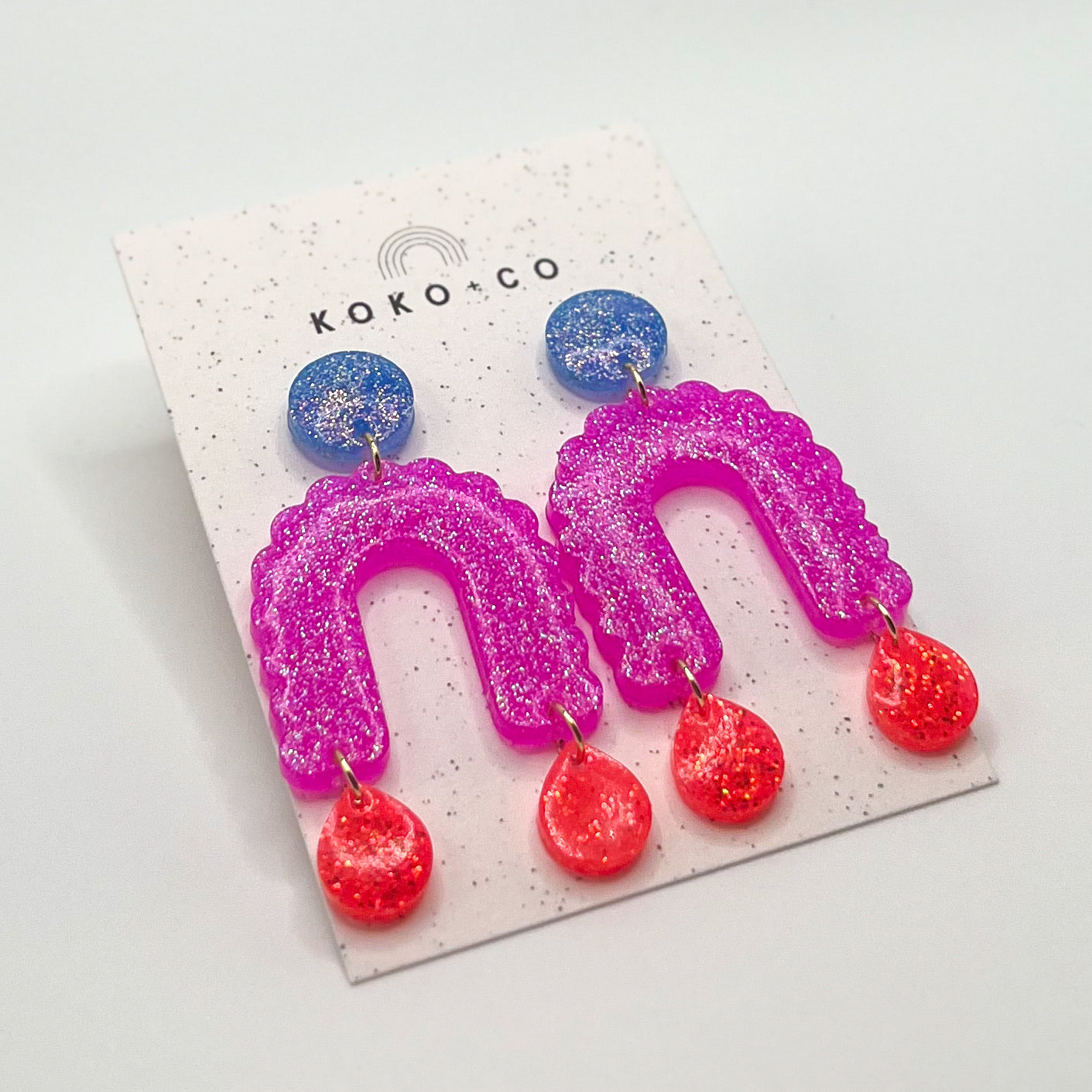 Scallop Arch Earrings in Periwinkle, Pink and Orange
