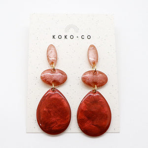 Stepping Stones Earrings - Burgundy