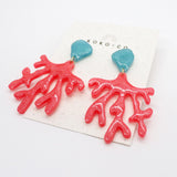 Coral Earrings in Coral & Turquoise