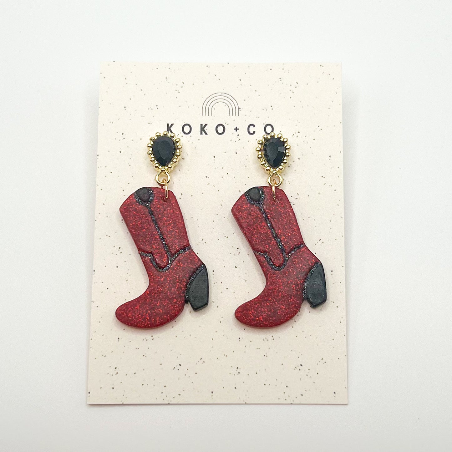 Cowgirl Boot Earrings in Red and Black