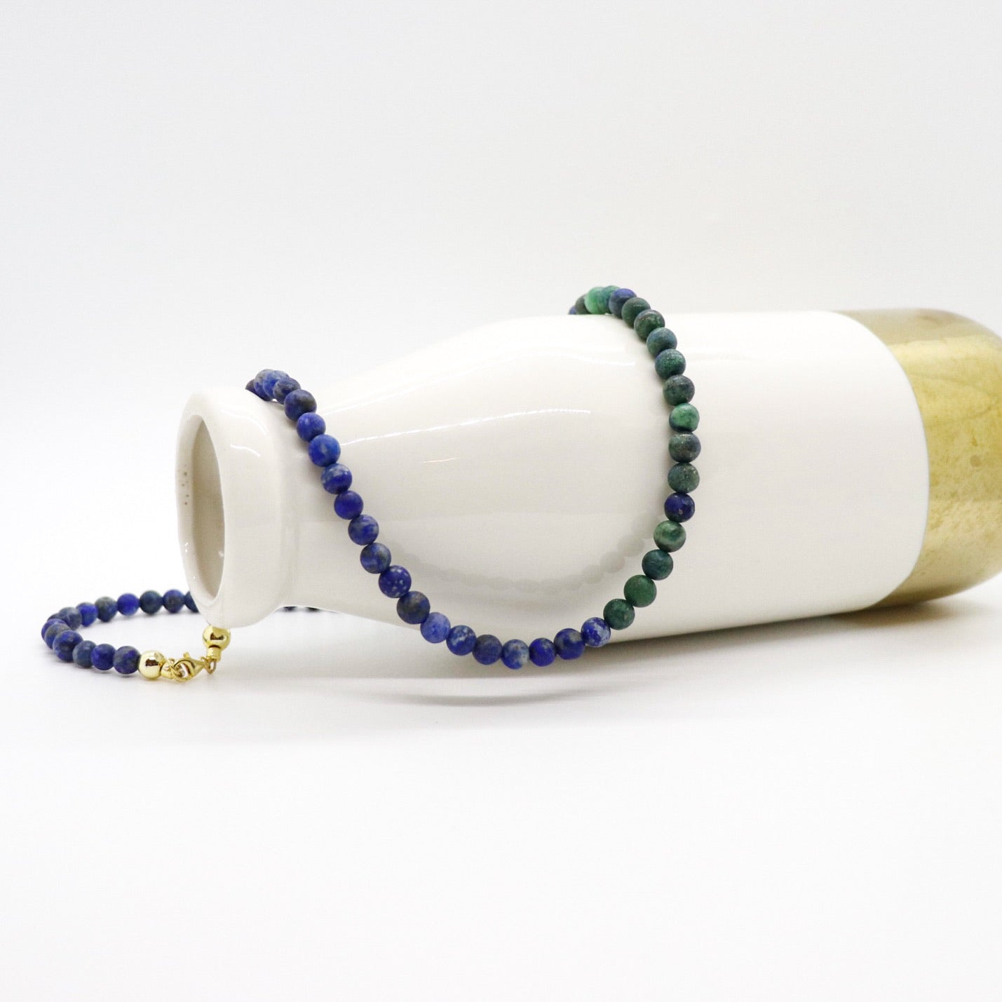 Natural Lapis Lazuli and Chrysocalla Gemstone Necklace