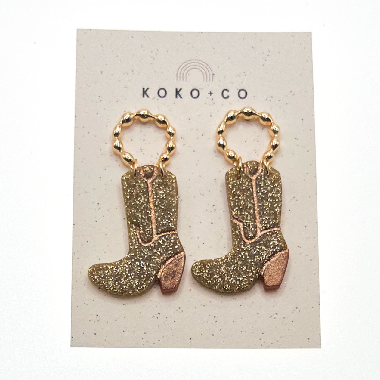 Cowgirl Boot Earrings in Gold and Copper