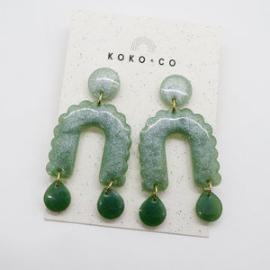Scallop Arch Earrings in Shades of Green