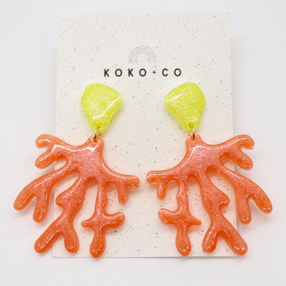 Coral Earrings in Orange & Yellow