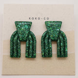 Taos Mini Sparkle Stud Earrings in Green Glitter