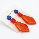 Topsail Earrings in Blue, Magenta & Orange