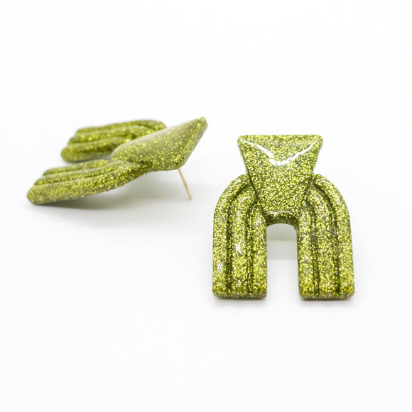 Taos Sparkle Stud Earrings in Wasabi Glitter