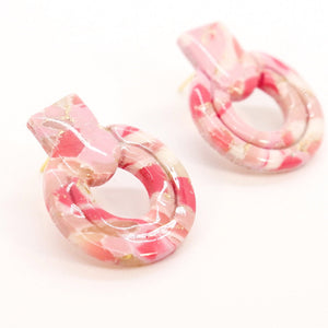 Whistler Mini Stud Earrings in Pink Stone