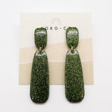 Sleek Earrings in Green Glitter