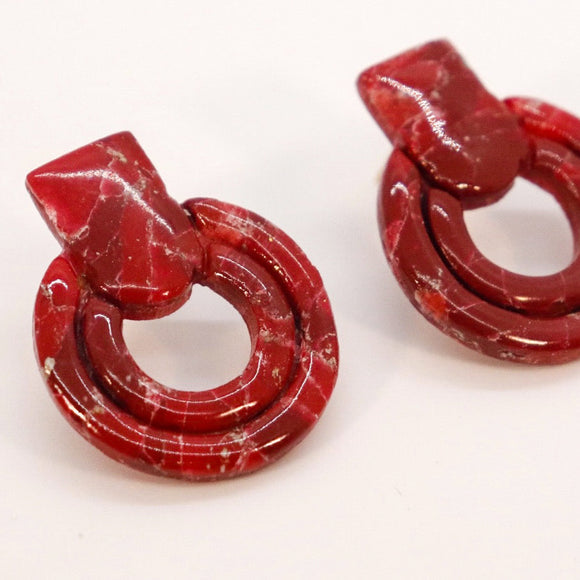 Whistler Mini Stud Earrings in Red Stone