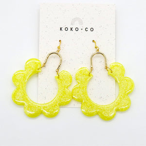 Petal Earrings in Neon Yellow