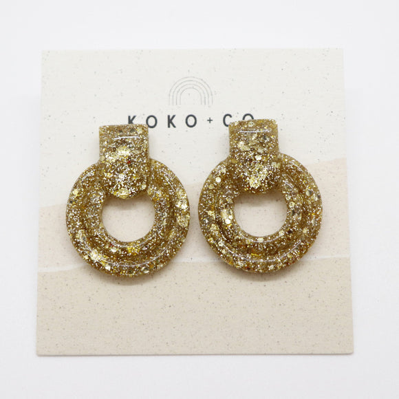Whistler Sparkle Stud Earrings in Luxury Gold Glitter