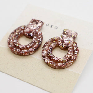 Whistler Mini Sparkle Stud Earrings in Rose Gold Glitter