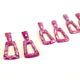 Plateau Stud Dangle Earrings in Fuchsia Stone