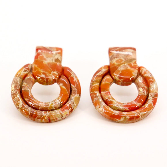 Whistler Mini Stud Earrings in Orange Stone