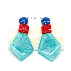 Topsail Earrings in Blue, Magenta & Aqua