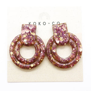 Whistler Sparkle Stud Earrings in Rose and Gold Glitter