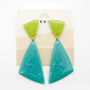 Sail Away Earrings in Turquoise & Lime