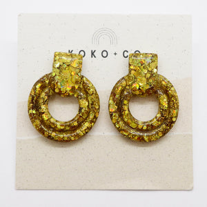 Whistler Mini Sparkle Stud Earrings in Yellow Gold Glitter