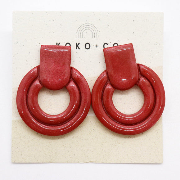 Whistler Sparkle Stud Earrings in Hot Red Shimmer