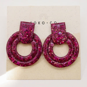 Whistler Sparkle Stud Earrings in Pink Glitter
