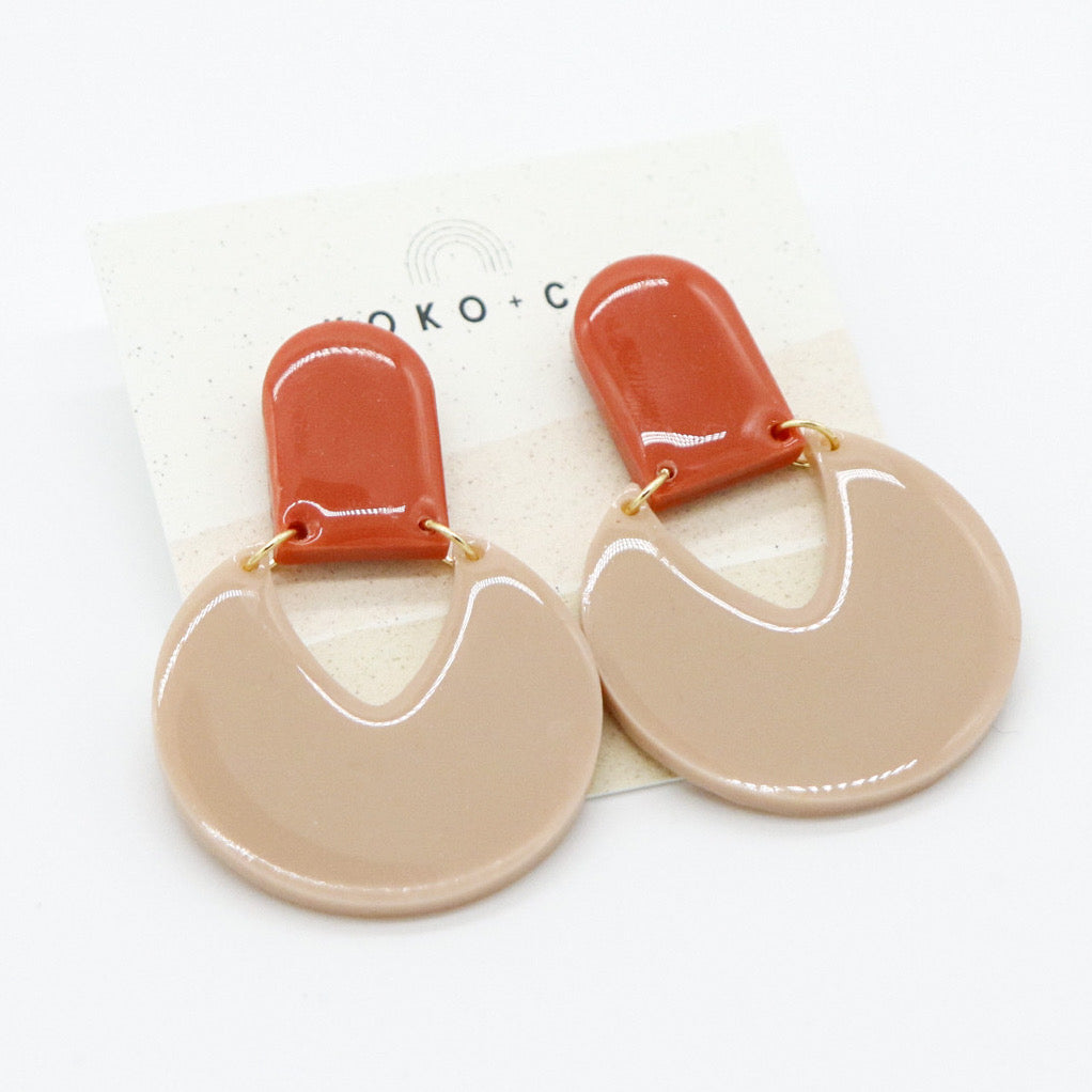 Spin You Around Earrings in Tan & Clay