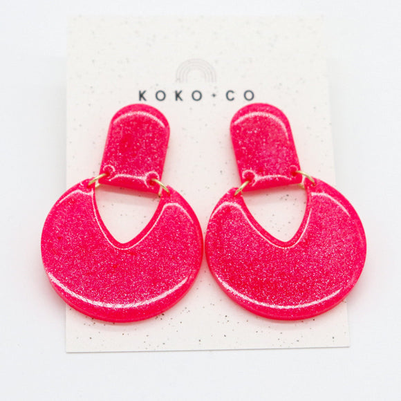 Spin You Around Earrings in Hot Pink