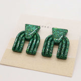Taos Mini Sparkle Stud Earrings in Green Glitter